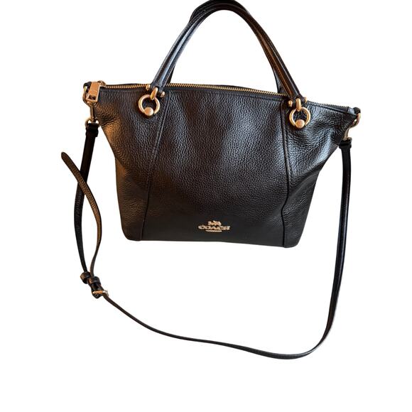 COACH Casey Satchel Leather Black 2Way Shoulder Bag - Picture 2 of 16